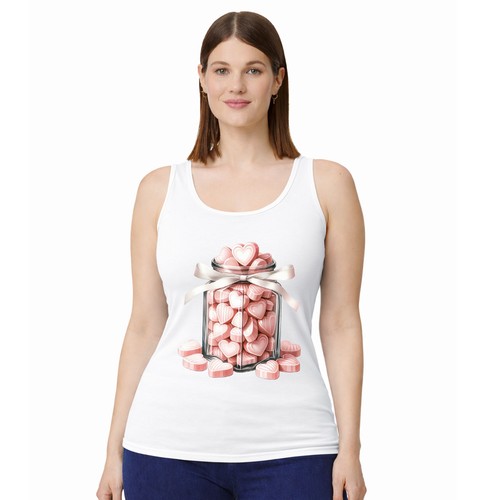 Heart sweets jar womens vest - heart,