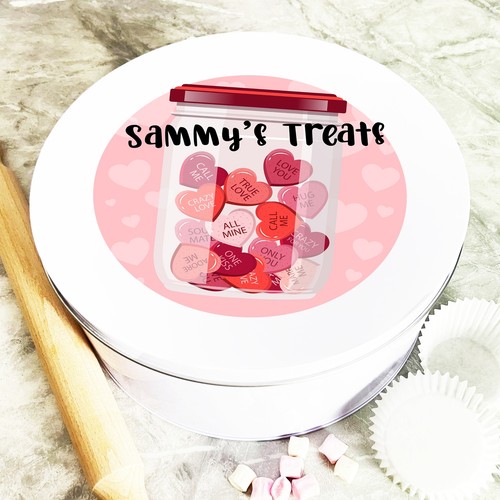 Round jar with sweets - round,